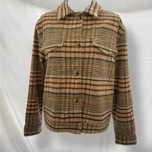 Neutral Plaid Button-Up Shacket Jacket – Cozy Fall Layer (Wool Blend)